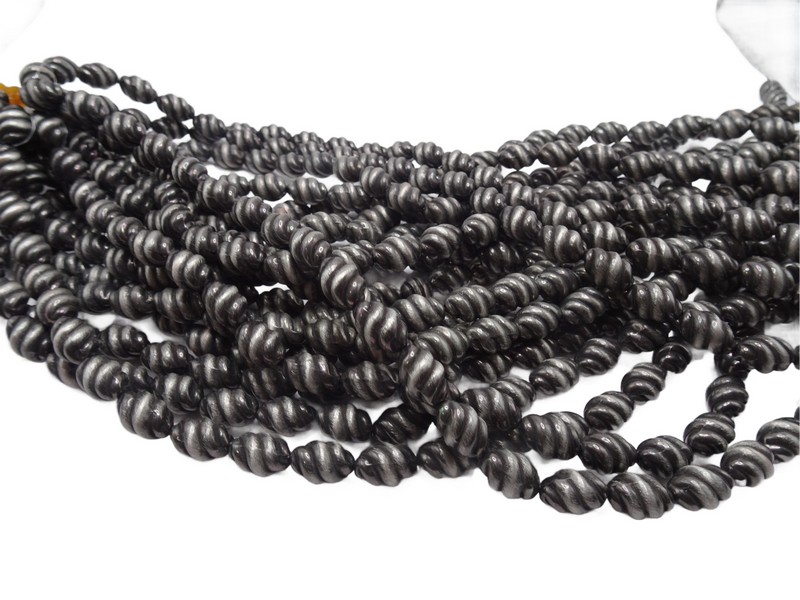(image for) Silver Indian Pearl knot beads 14x9mm